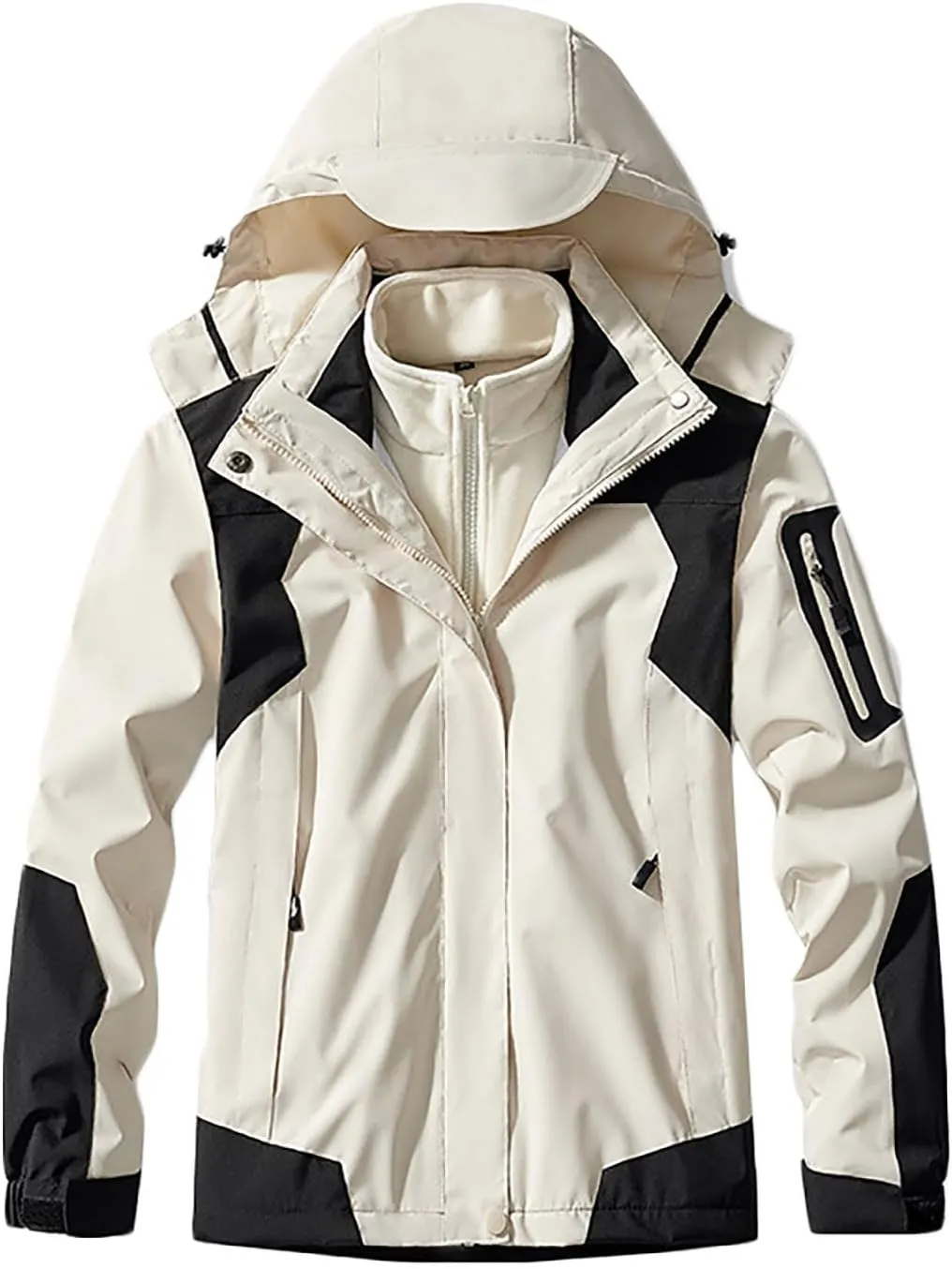 Winter Coats for Women 3 in 1 Snow Ski Jacket Detachable Fleece Warm Hooded Jackets Waterproof Windproof Windbreaker