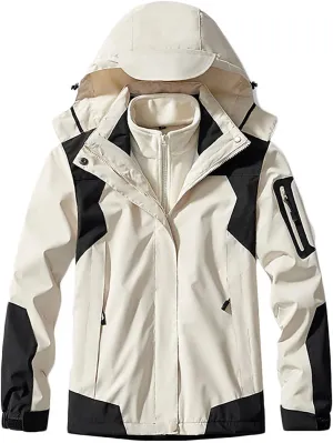 Winter Coats for Women 3 in 1 Snow Ski Jacket Detachable Fleece Warm Hooded Jackets Waterproof Windproof Windbreaker