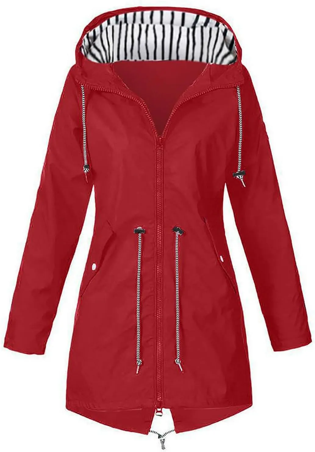 Wkishenl Rain Jacket Women Travel Waterproof Long Rain Coats Lightweight Hooded Windbreaker Trench Coats for Outdoor