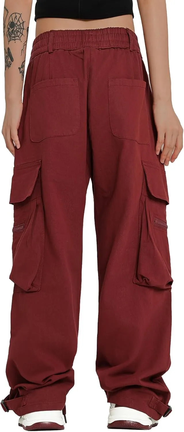 Women Cargo Pants Y2k Hip Hop Jogger Sweatpant Straight Wide Leg High Waisted Casual Pants