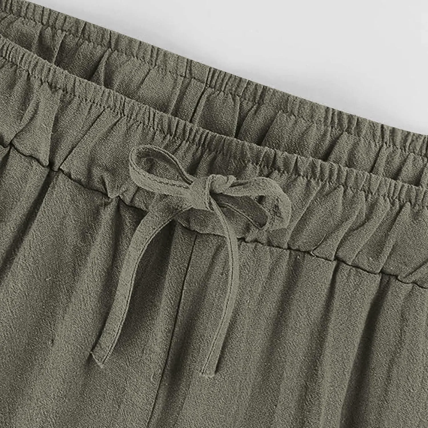 Women Casual Cotton Linen Pants Lightweight Summer Relax Fit Elastic Waist Plus Size Solid Lounge Jogger Long Trousers