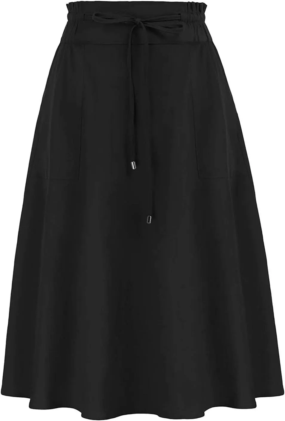 Women Elastic High Waist Boho Maxi Skirt Casual Drawstring A Line Long Skirt Skirt for Women with Pocket