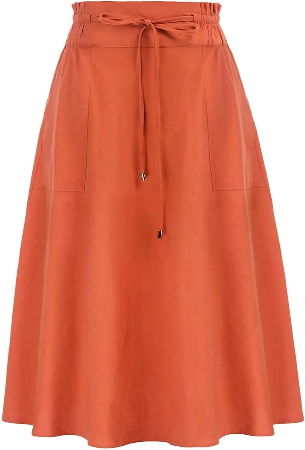 Women Elastic High Waist Boho Maxi Skirt Casual Drawstring A Line Long Skirt Skirt for Women with Pocket