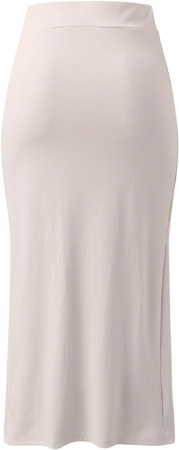 Women Elegant Lettuce Trim Solid High Waisted Pencil Midi Skirt Pencil Skirt for Men
