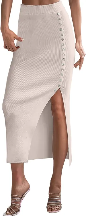 Women Elegant Lettuce Trim Solid High Waisted Pencil Midi Skirt Pencil Skirt for Men