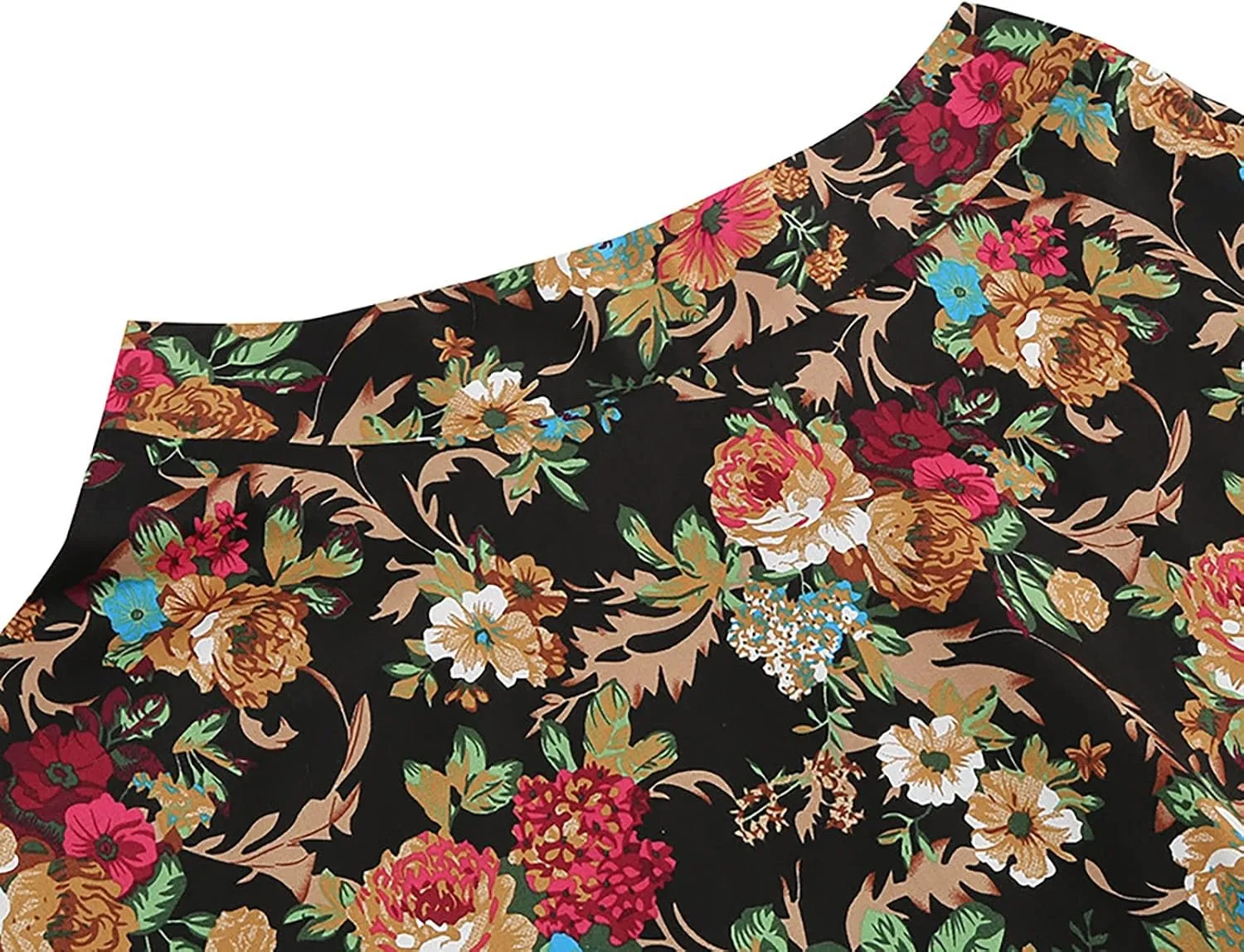 Women Floral Printed Skirt Elastic Waist A-Line Knee Length Skirt Vintage Pleated Midi Skirt