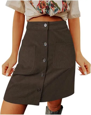 Women High Waist Button Down Cargo Skirt Fashion Solid A-line Midi Skirts 2024 Summer Dressy Business Pencil Skirt