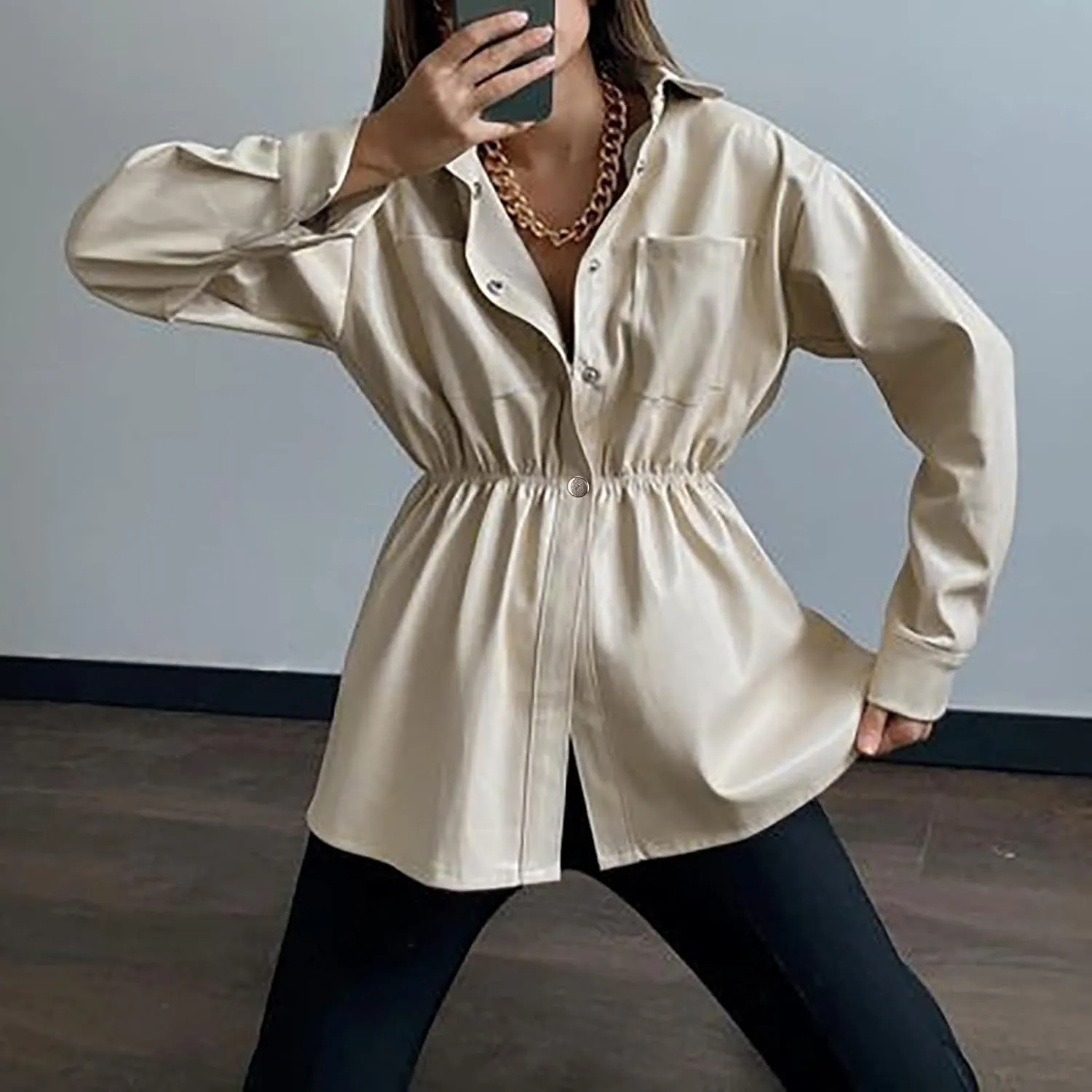 Women Leather Jacket Stand-Up Collar Zipper Stitching Solid Color Jacket Faux Leather Jacket Women Faux Leather