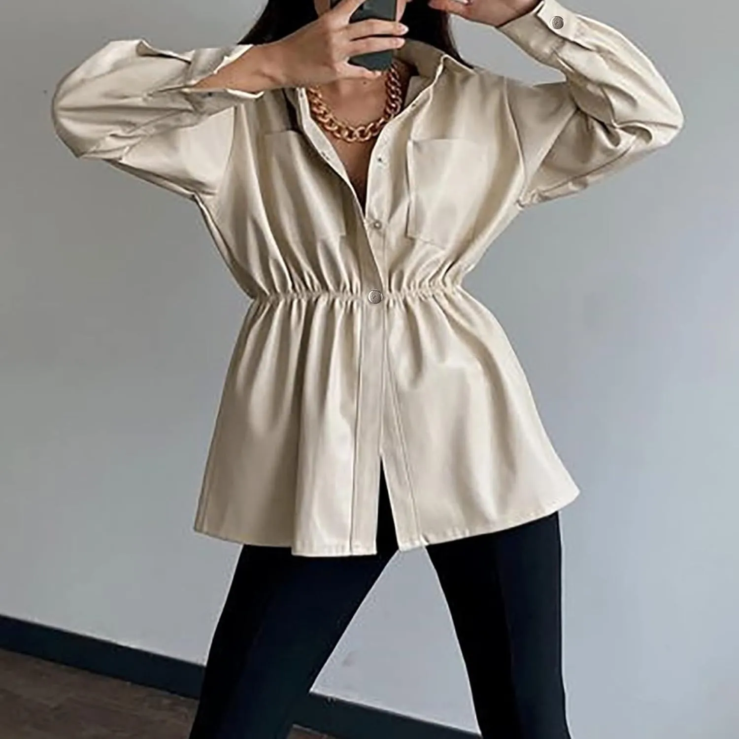 Women Leather Jacket Stand-Up Collar Zipper Stitching Solid Color Jacket Faux Leather Jacket Women Faux Leather