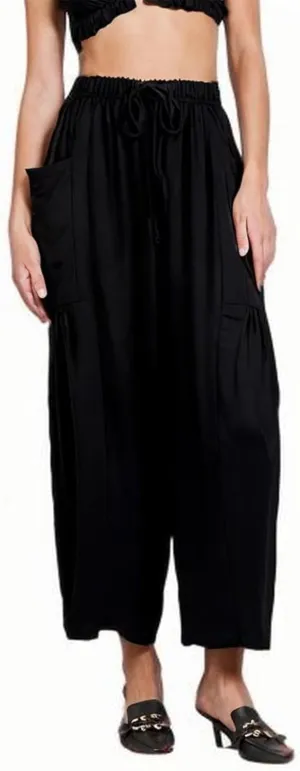 Women Linen Baggy Harem Pants Summer Drawstring Casual Beach Pant 2025 Vacation Wide Leg Lounge Trousers with Pockets