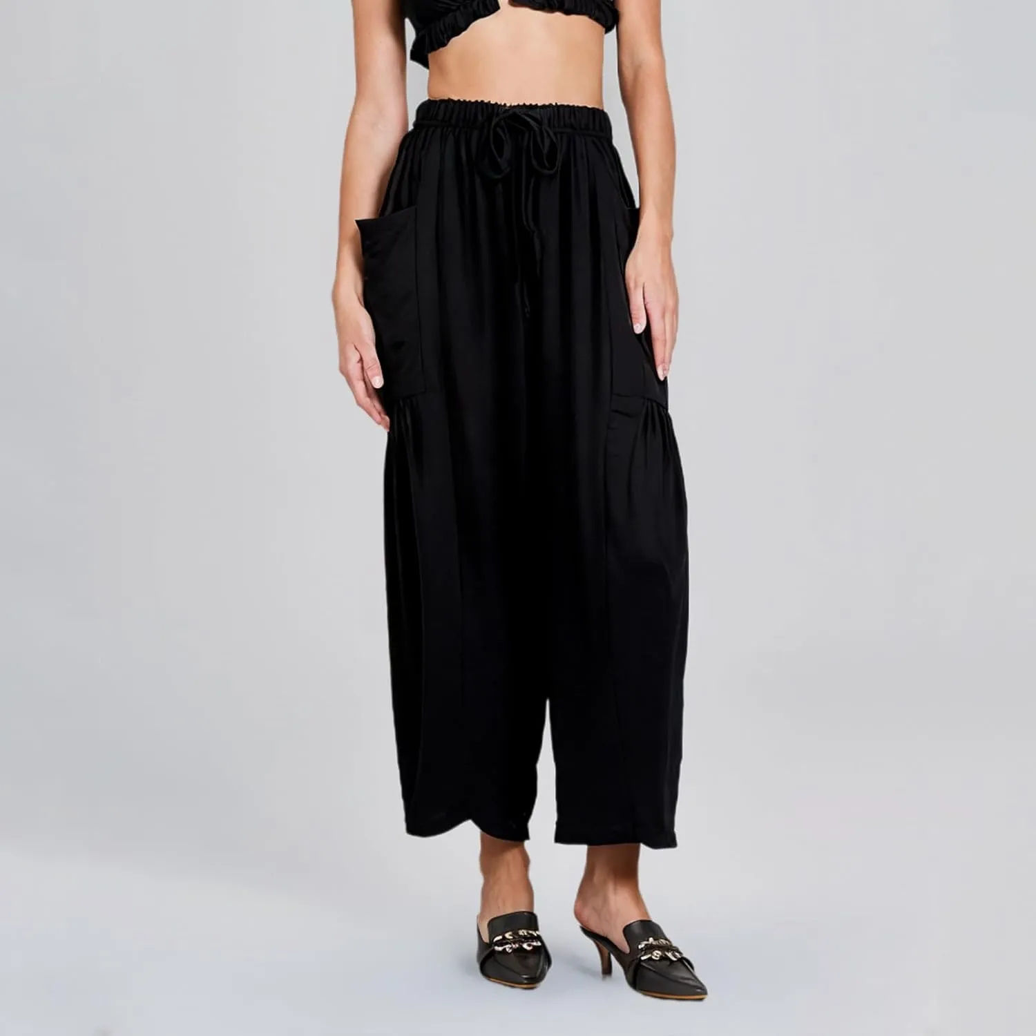 Women Linen Baggy Harem Pants Summer Drawstring Casual Beach Pant 2025 Vacation Wide Leg Lounge Trousers with Pockets