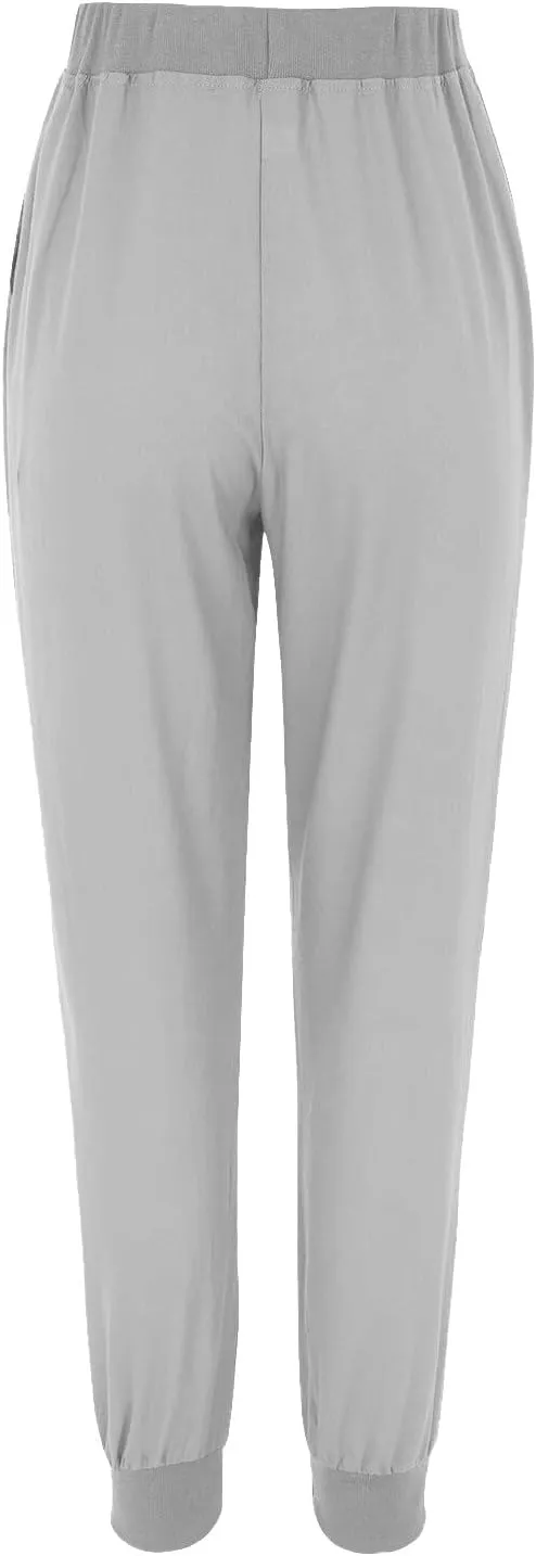 Women Linen Pants Drawstring Elastic Waist Summer Casual Beach Pants with Pockets Wide Leg Palazzo Trouser for Vacation