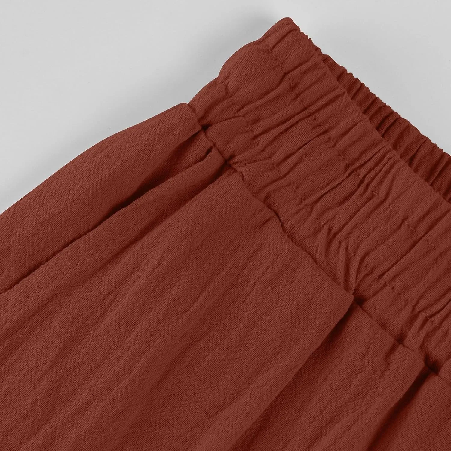 Women Linen Pants Summer Drawstring High Waisted Straight Leg Cotton Pants Casual Comfy Beach Trouser with Pockets
