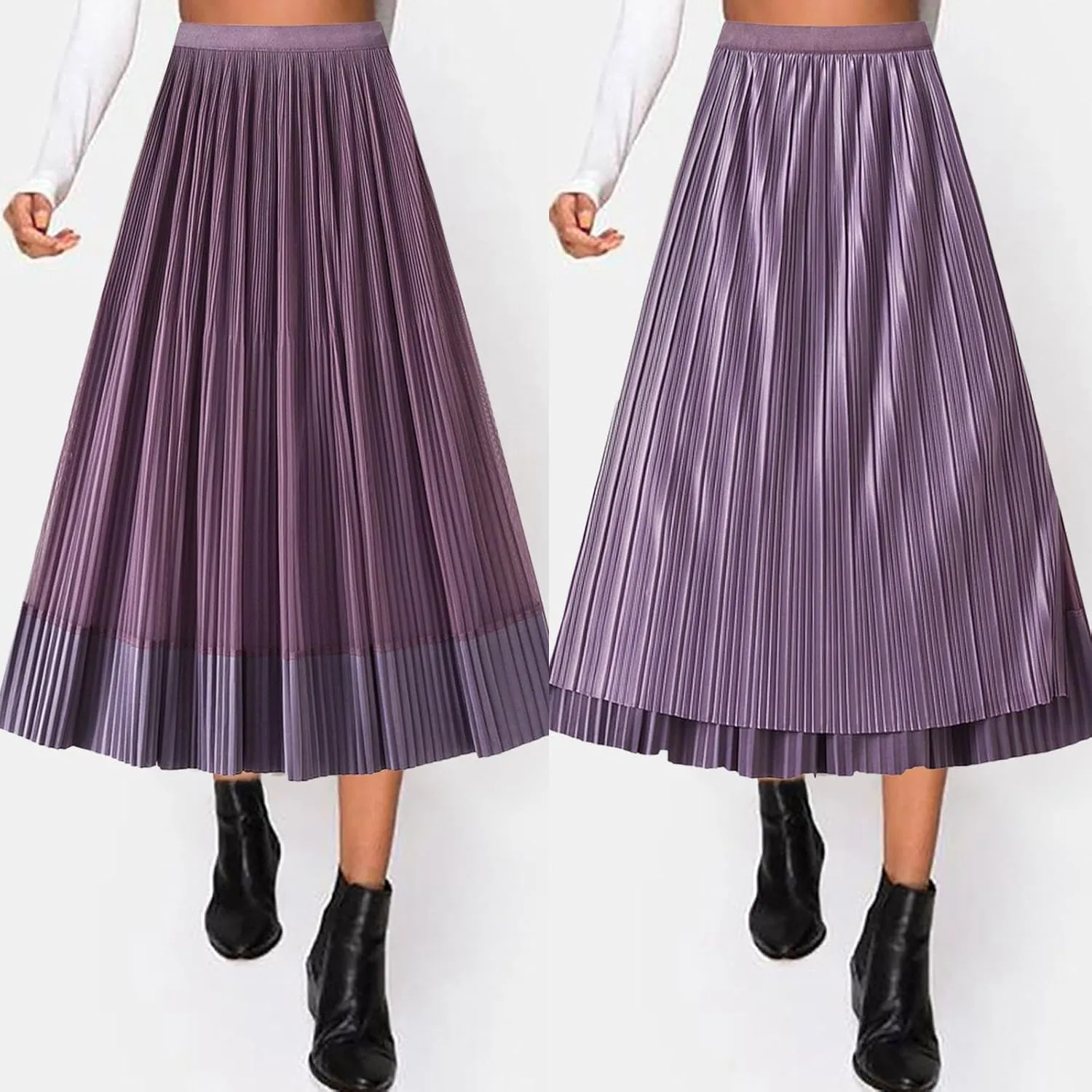 Women Mid Length Skirt Dance Party A Line High Waisted Reversible Tulle Skirt Holiday Party Costume Waistband for