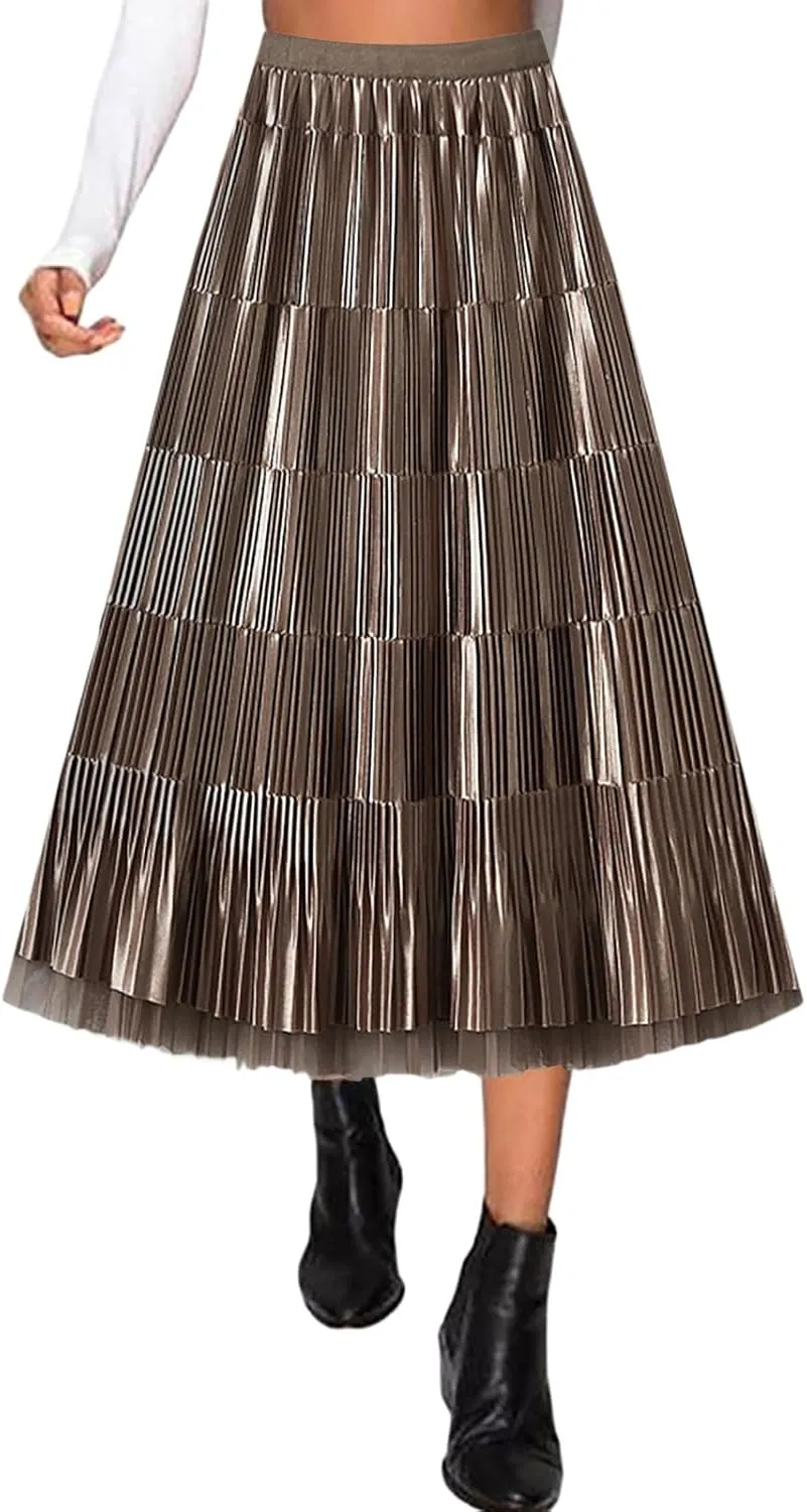 Women Mid Length Skirt Dance Party A Line High Waisted Reversible Tulle Skirt Holiday Party Midi Wrap Skirt with