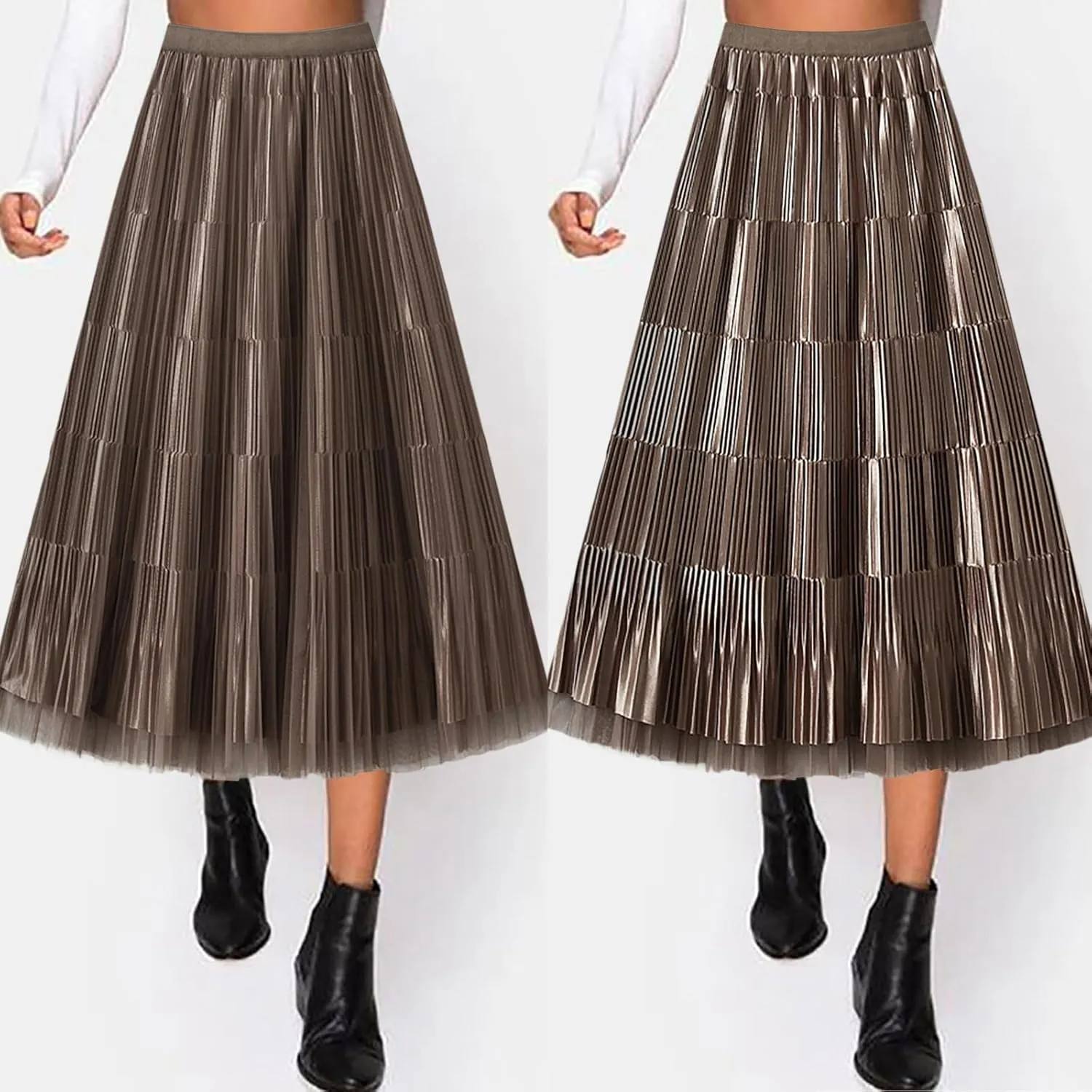 Women Mid Length Skirt Dance Party A Line High Waisted Reversible Tulle Skirt Holiday Party Midi Wrap Skirt with