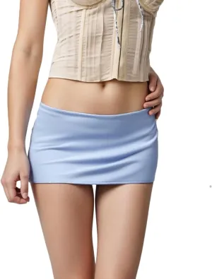 Women Y2k Low Waist Mini Skirts Stretch Ruched Bodycon Pencil A Line Short Skirt Sexy Micro Skort Going Out