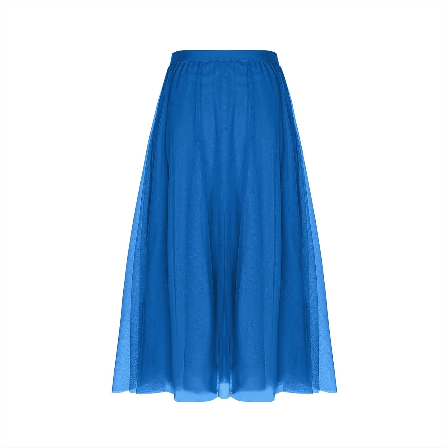 Women's A Line Tulle Midi Skirt Tutu Tiered Petticoat Skirts Tea-Length Elastic Waist Tutu Skirt Mesh Flowy Dress