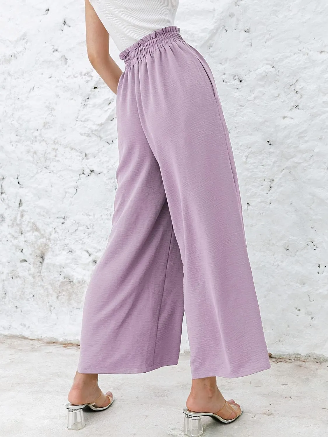 Women's Boho High Waisted Palazzo Pants Summer Beach Wide Leg Flowy Pants