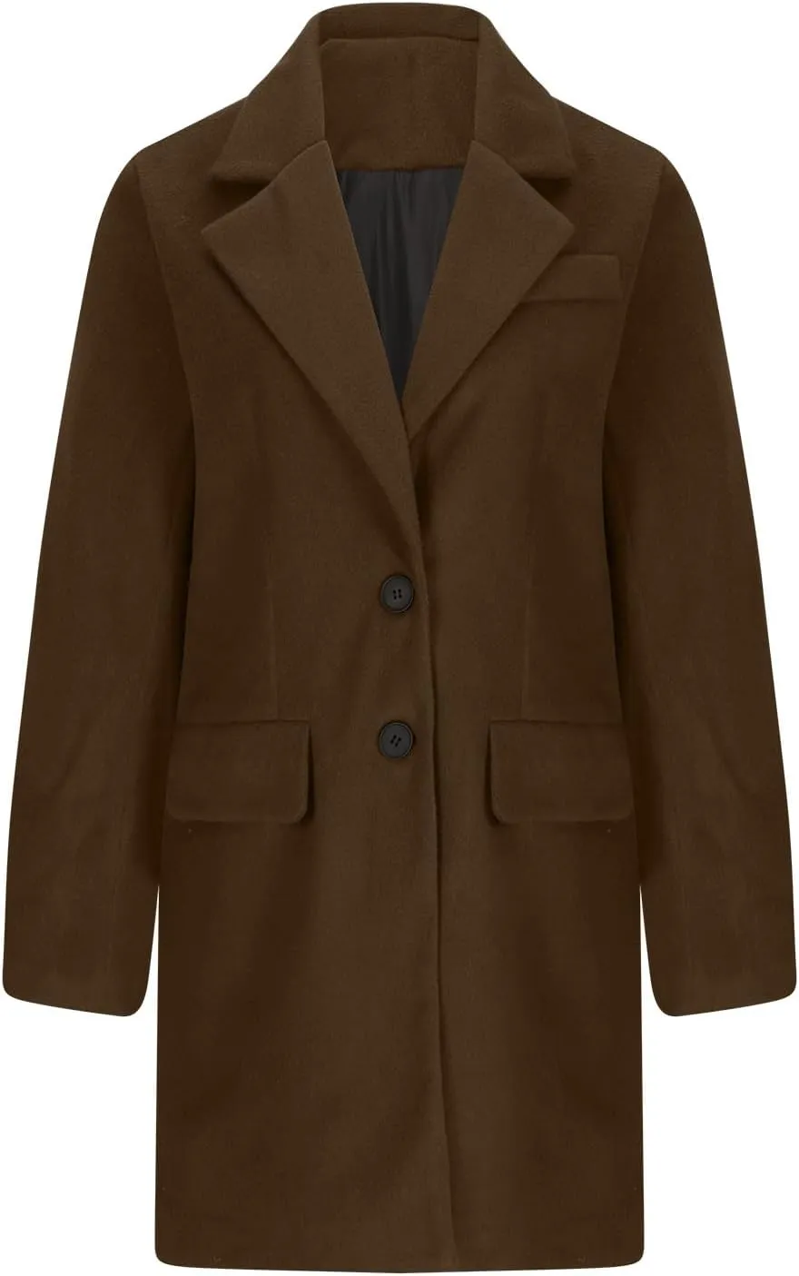 Womens Business Blazers Wool Blend Flannel Suit Jackets Long Pea Trench Coats Open Front Cardigan Fall Winter Tops