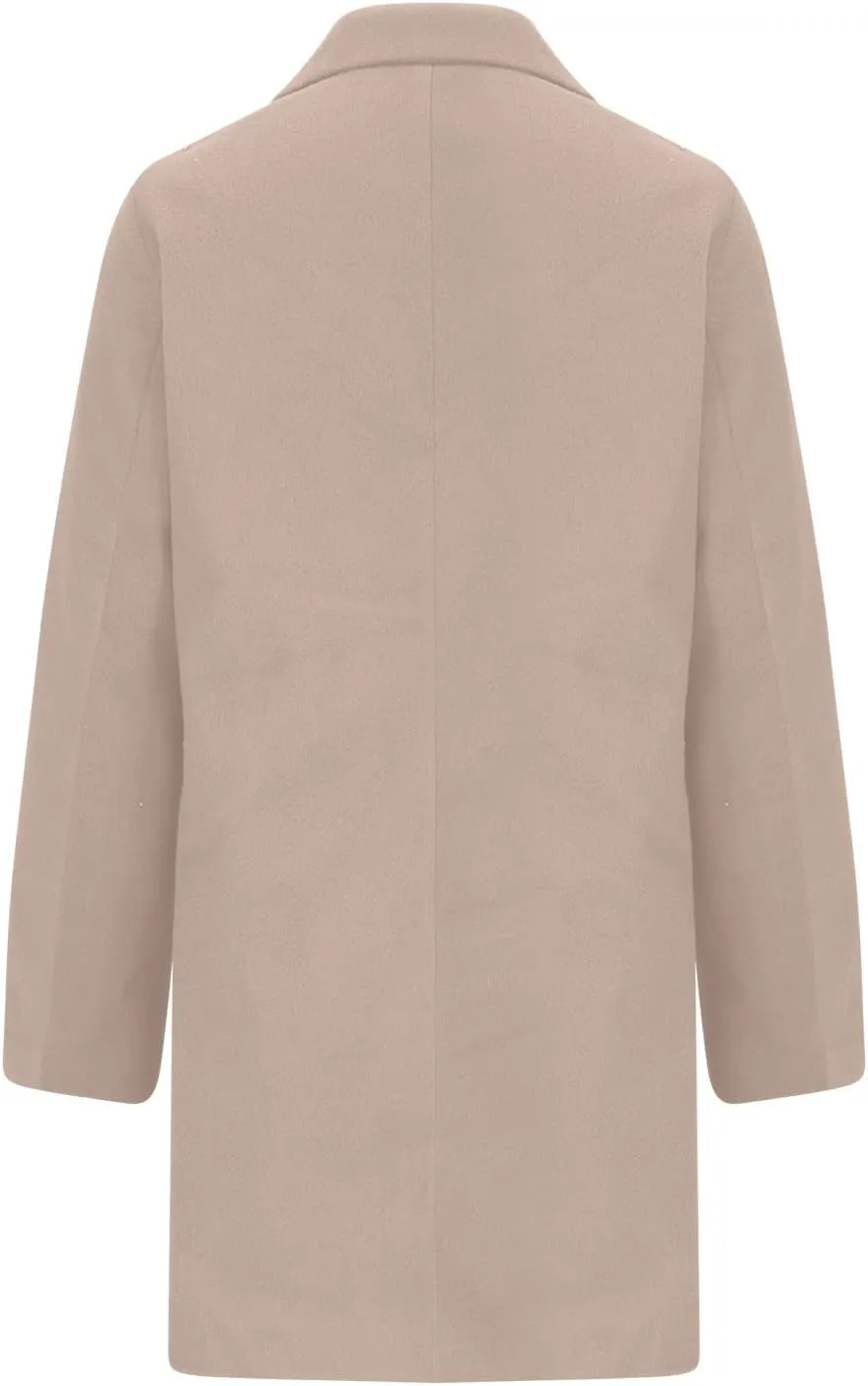Womens Business Blazers Wool Blend Flannel Suit Jackets Long Pea Trench Coats Open Front Cardigan Fall Winter Tops
