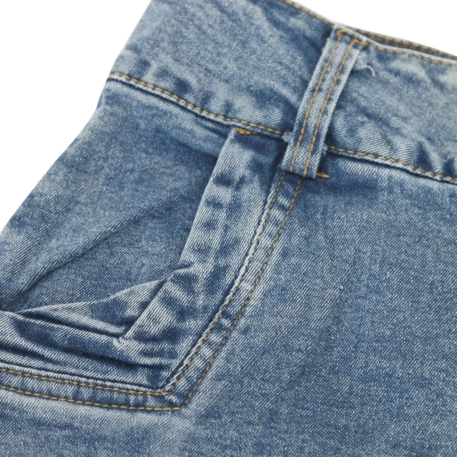 Women's Casual Asymmetrical Jeans Skirt Fashion Irregular Hem High Waist Washed Bodycon Denim Midi Skirt with Pocket
