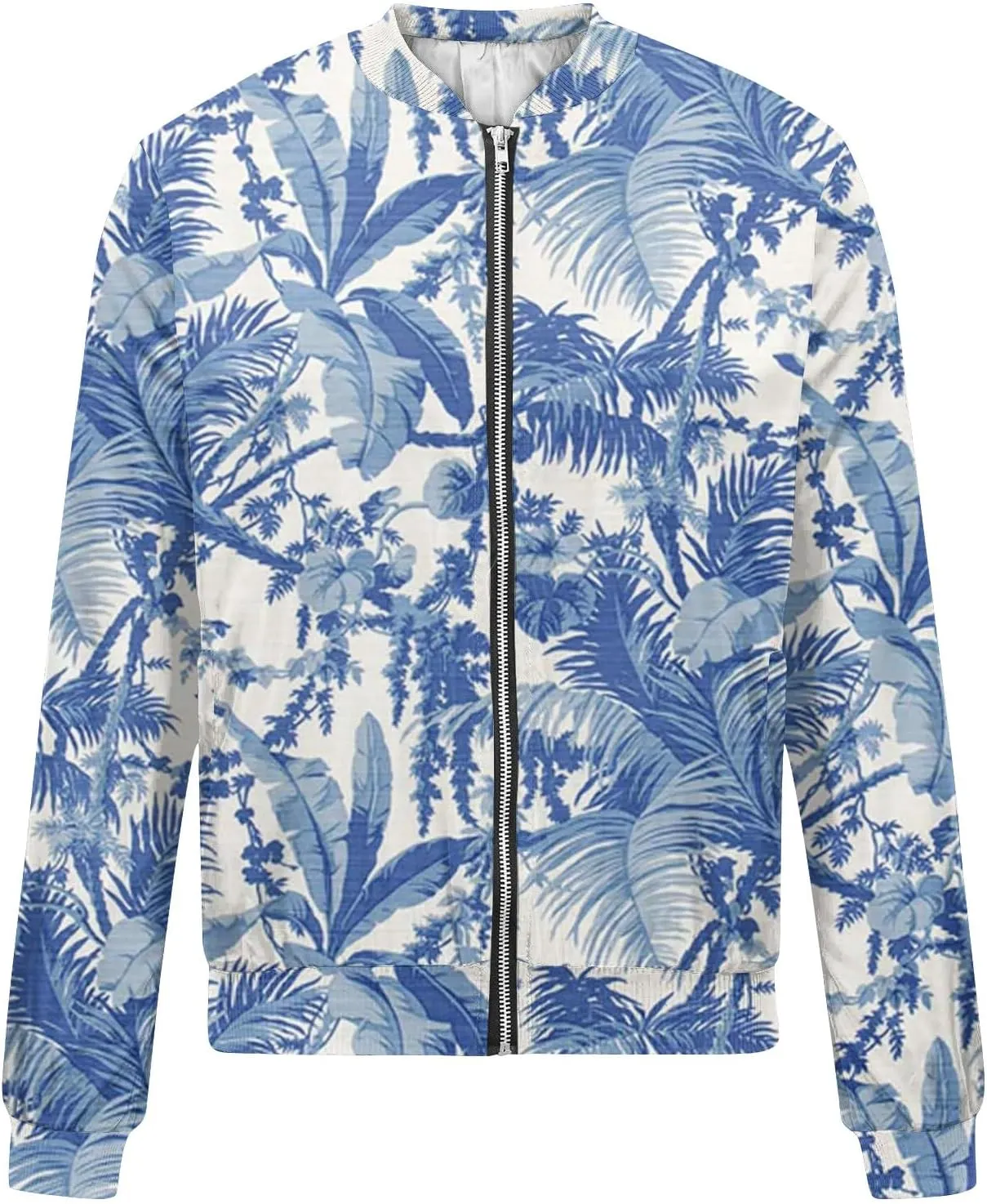 Women'S Coat 2024 with Zipper Fashionable Multi Print Long Sleeved Jacket