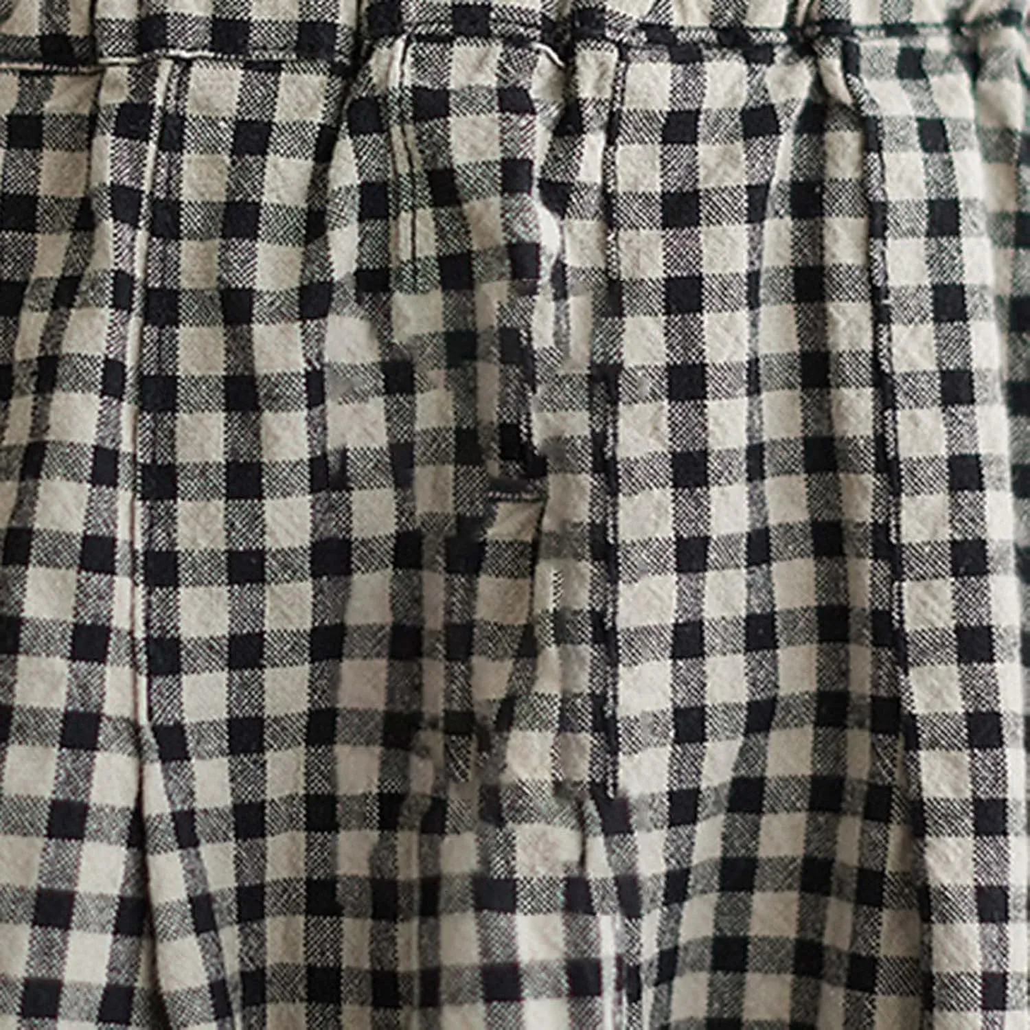 Women's Cotton Linen Plaid Skirt Elastic High Waist Vintage Gingham A-Line Skirts Summer Casual Flowy Midi Skirt