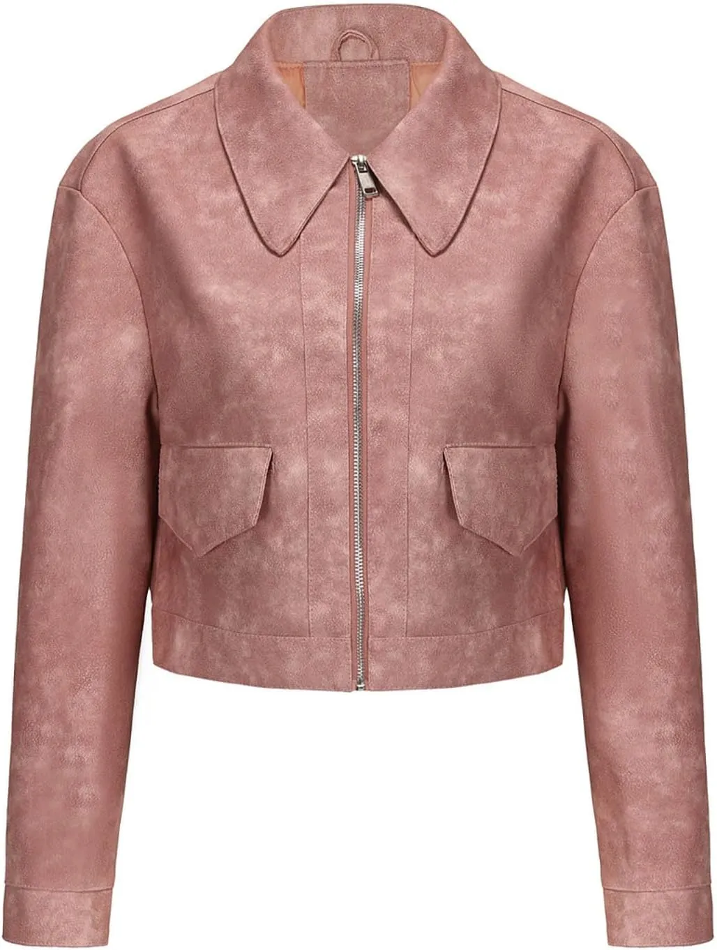 Women's Cropped Faux Leather Jacket Zip Up Motorcycle Jacket Moto Biker Blazer PU Short Coat Fashion Y2k Streetwear