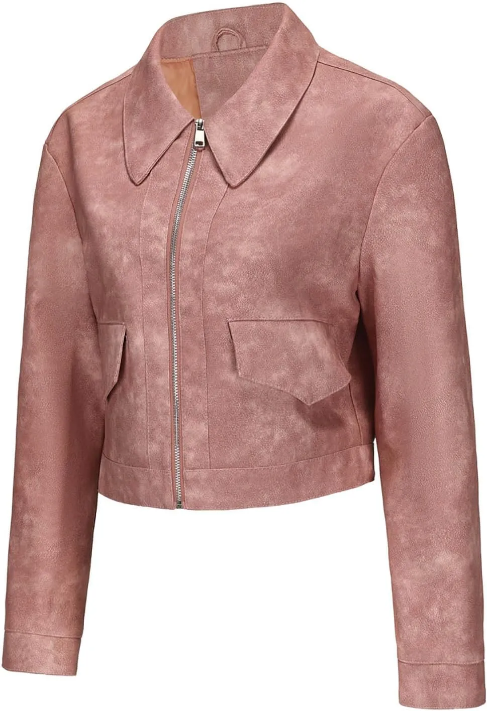 Women's Cropped Faux Leather Jacket Zip Up Motorcycle Jacket Moto Biker Blazer PU Short Coat Fashion Y2k Streetwear