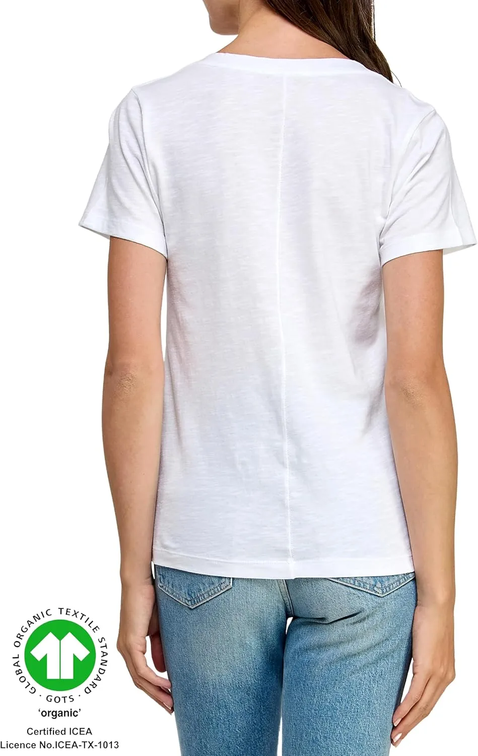Women's GOTS Certified 100% Organic Cotton Slub V-Neck T Shirt Short Sleeve Tee Tops