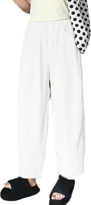 Women's Harem Pants 2025 Summer Casual Loose Wide Leg Palazzo Pants Elastic High Waist Lightweight Flowy Beach Trouser