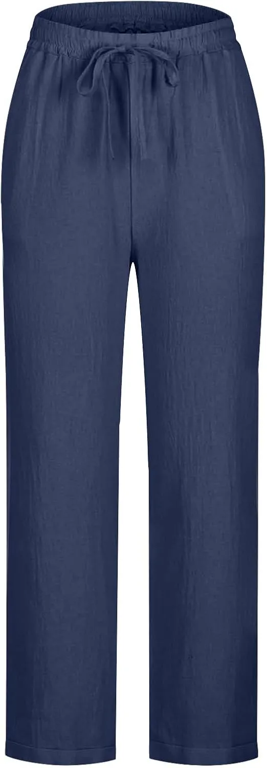 Womens Harem Pants Business Work Casual Lightweight Drawstring Elastic Waist Trousers 2025 Summer Outfits with Pockets