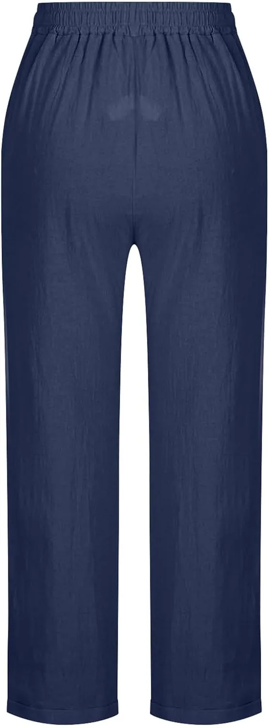 Womens Harem Pants Business Work Casual Lightweight Drawstring Elastic Waist Trousers 2025 Summer Outfits with Pockets