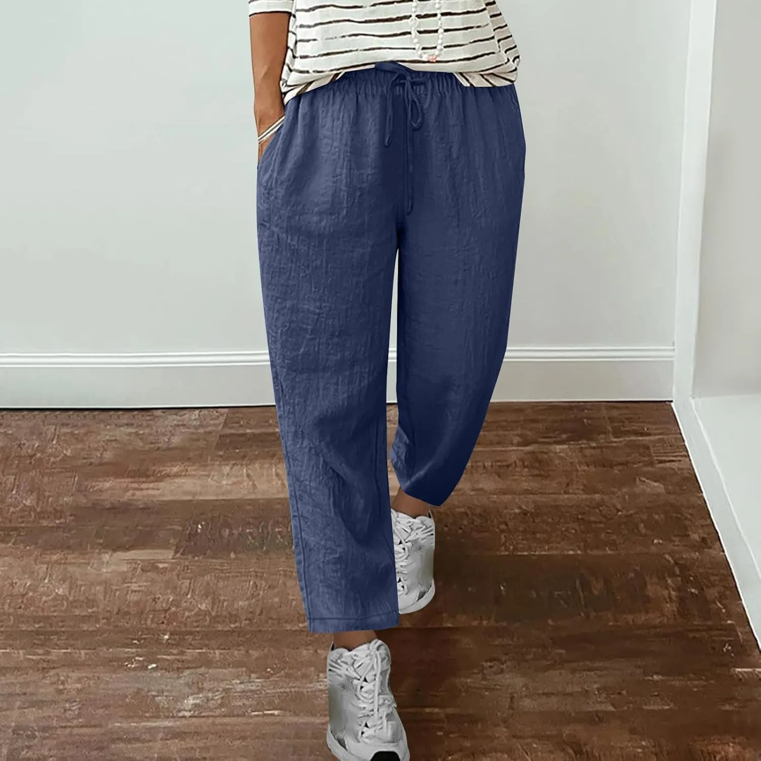 Womens Harem Pants Business Work Casual Lightweight Drawstring Elastic Waist Trousers 2025 Summer Outfits with Pockets