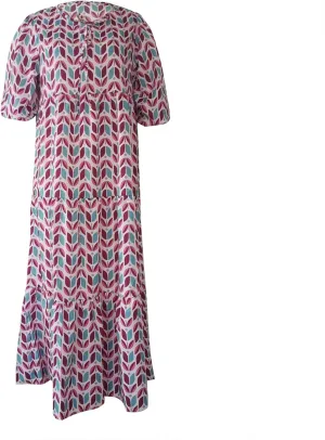Women's Hawaiian Dresses Casual Boho Floral Printed 2024 Midi Sleeve Neckline Button Maxi Dress, S-3XL