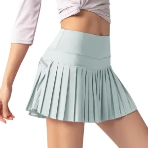 Women's High Waisted Running Skorts Sports Pleated Skirts Pockets Pant Skirts Cute Skirt (Light Blue, S)