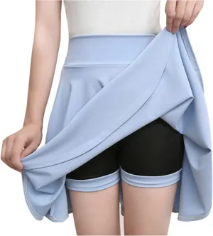 Women's High Waisted Tennis Skirt Athletic Running Golf Skorts Skirts Stretchy Pleated Mini Skater Skirt with Shorts