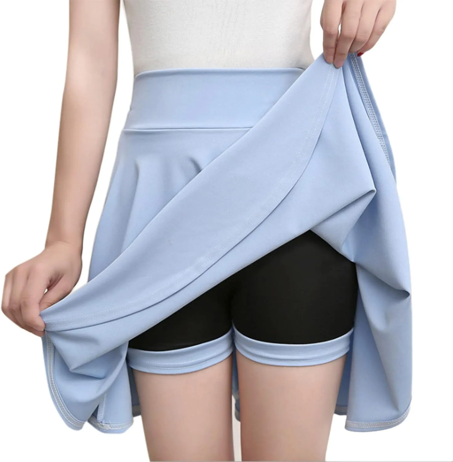 Women's High Waisted Tennis Skirt Athletic Running Golf Skorts Skirts Stretchy Pleated Mini Skater Skirt with Shorts