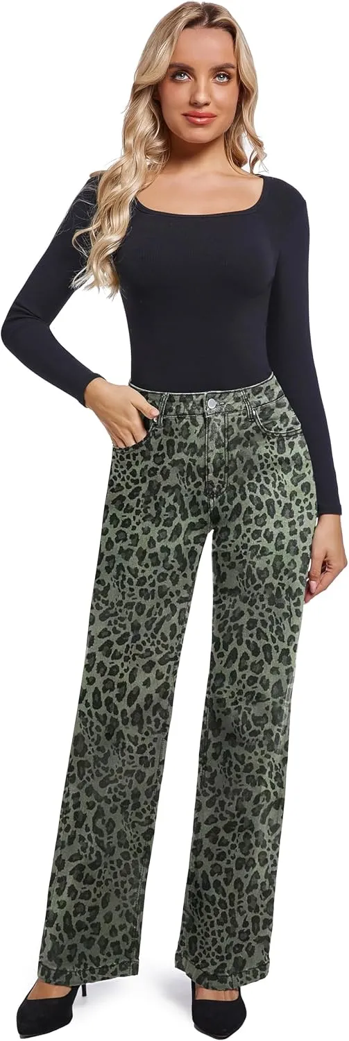 Women's Jeans Straight Leg Casual High Waisted Stretch Trendy Black Pull On Jeans for Women