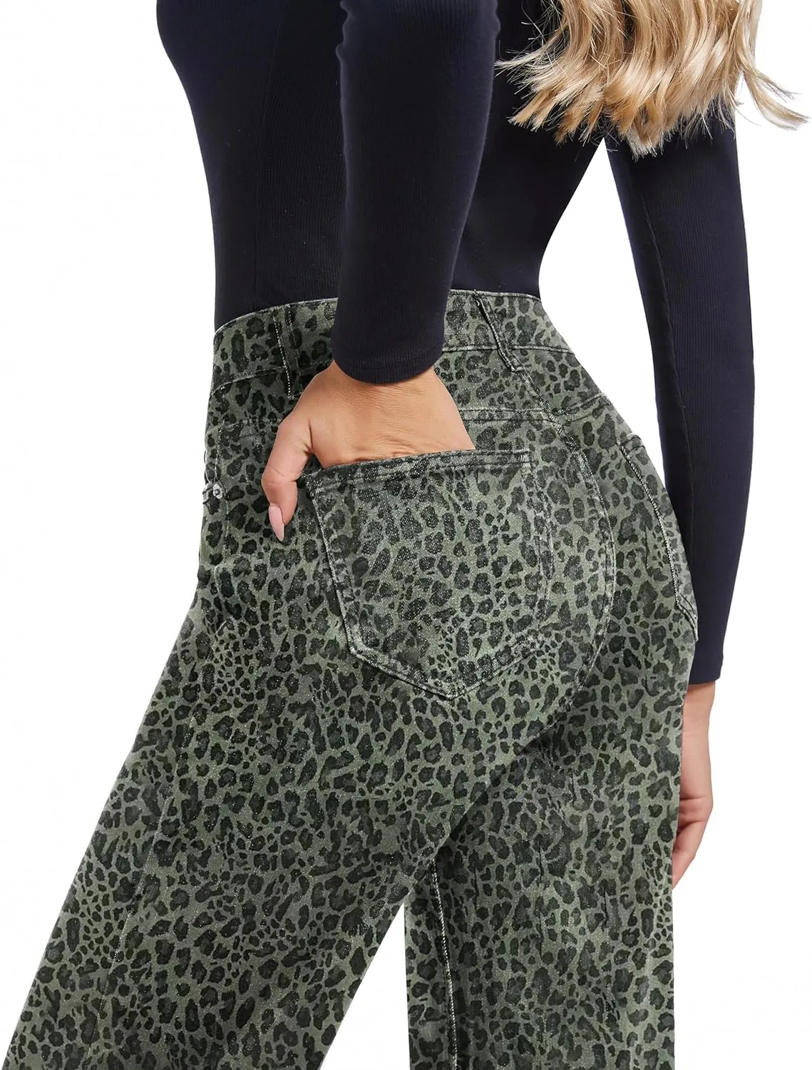 Women's Jeans Straight Leg Casual High Waisted Stretch Trendy Black Pull On Jeans for Women
