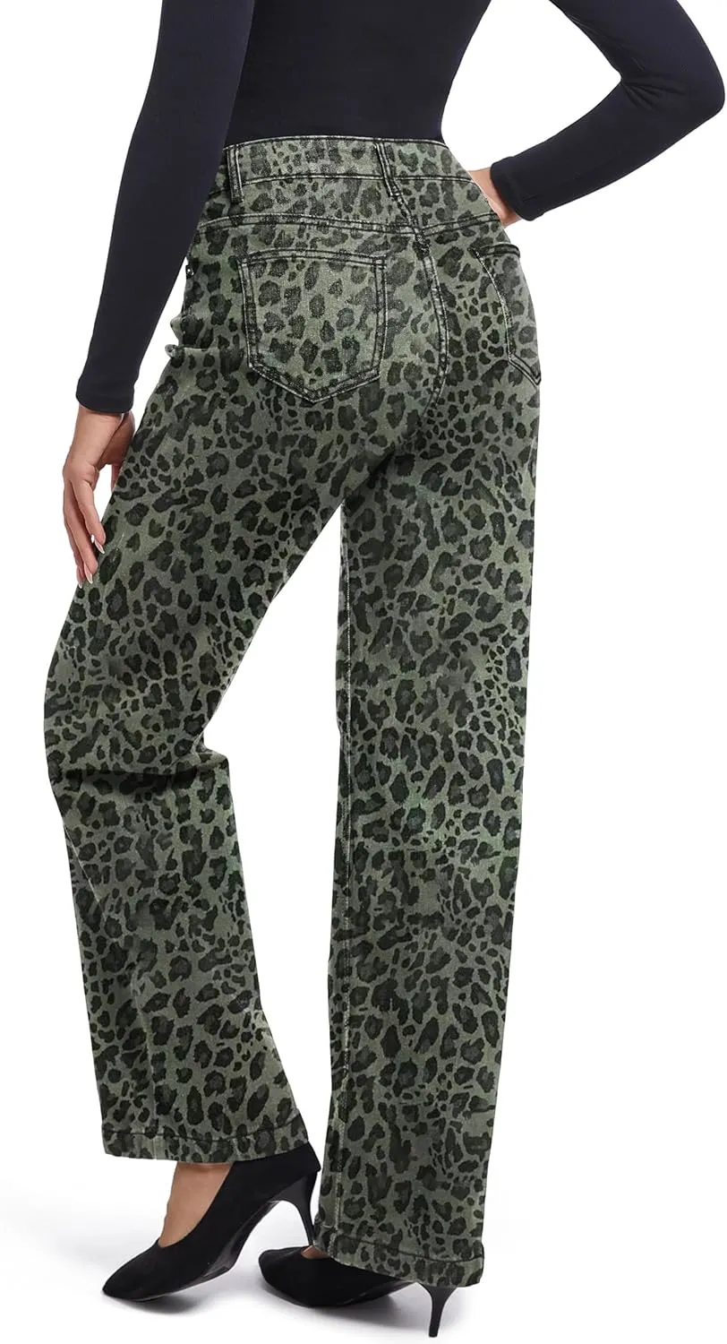Women's Jeans Straight Leg Casual High Waisted Stretch Trendy Black Pull On Jeans for Women