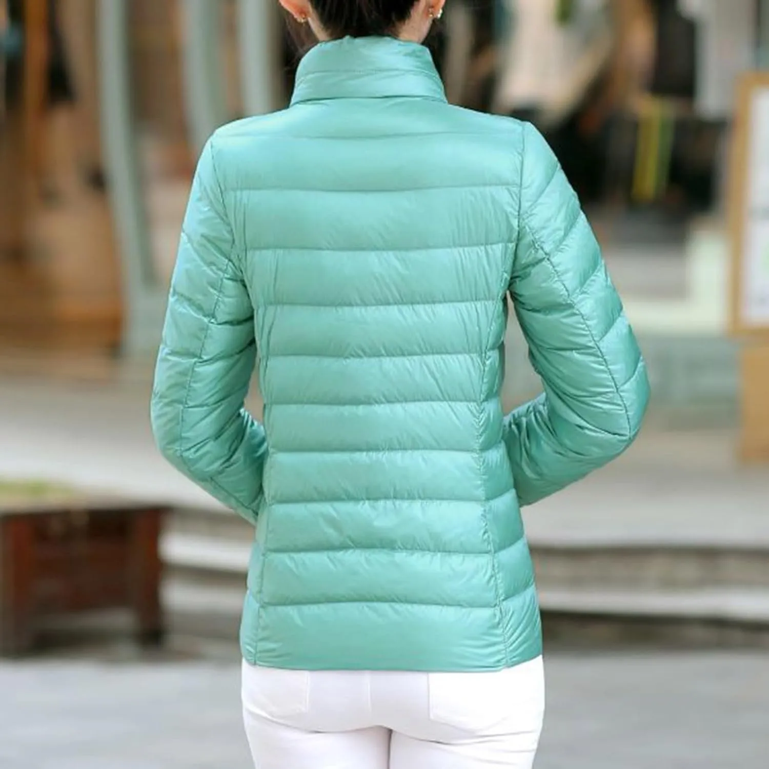 Women's Lightweight Packable Down Jacket Quilted Puffer Coat Plus Size Winter Warm Puffy Jackets with Stand Collar
