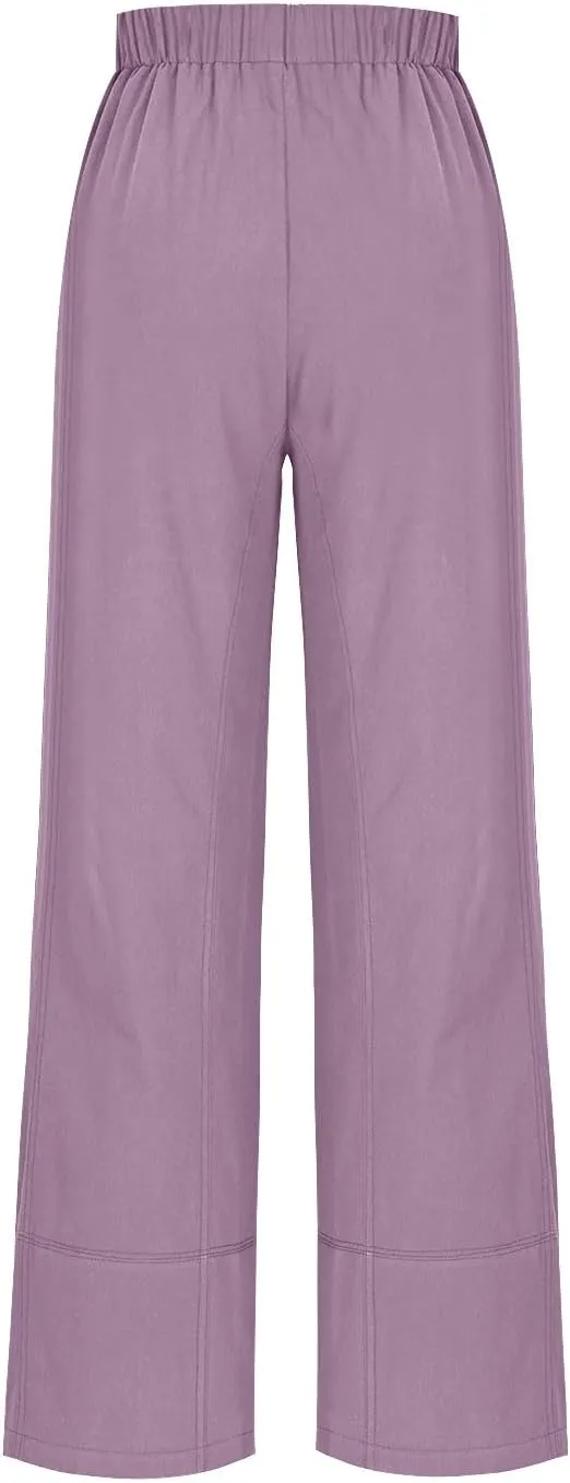 Womens Linen Pants with Pocket Summer High Waist Casual Wide Leg Pants Plus Size Trendy Flowy Palazzo Trousers