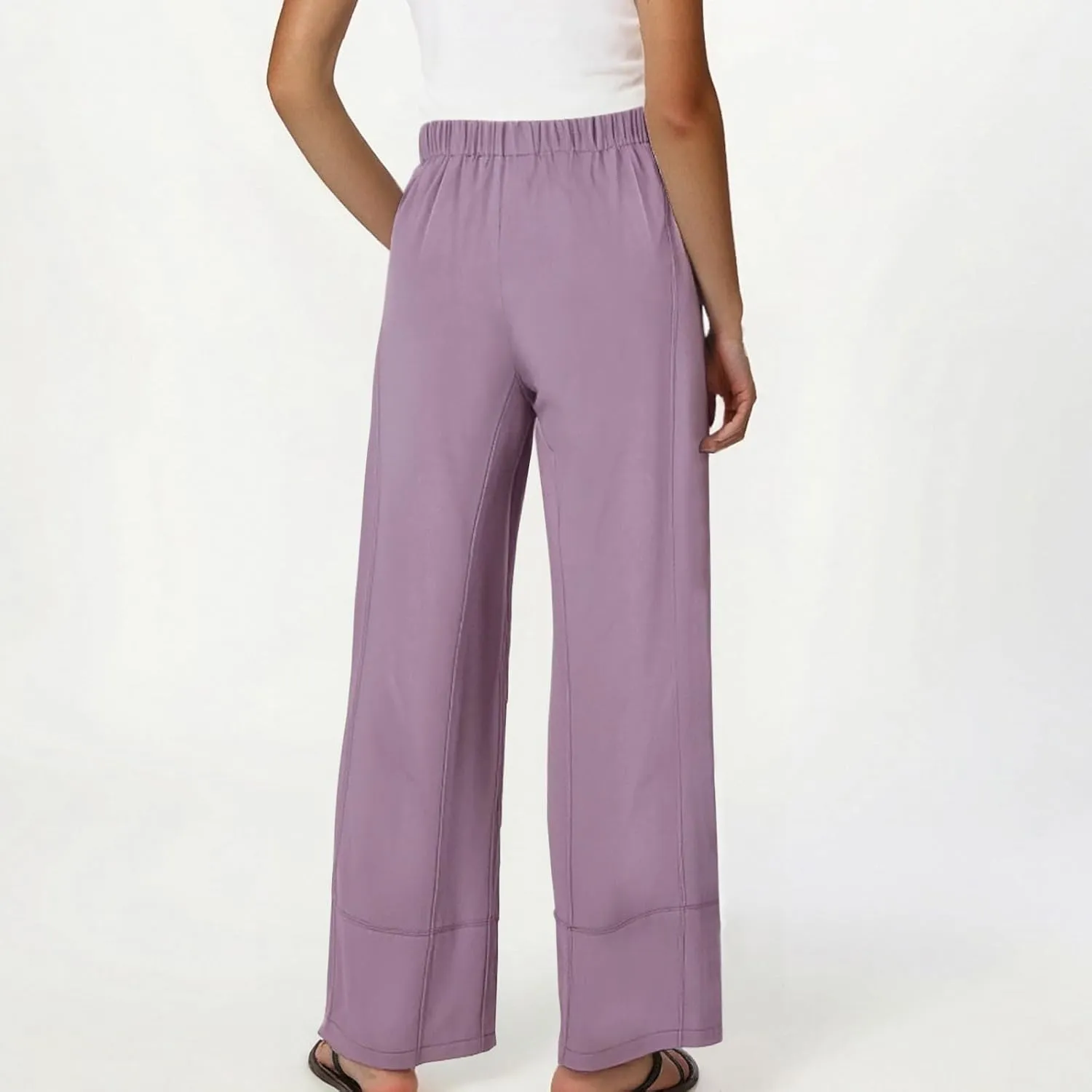 Womens Linen Pants with Pocket Summer High Waist Casual Wide Leg Pants Plus Size Trendy Flowy Palazzo Trousers