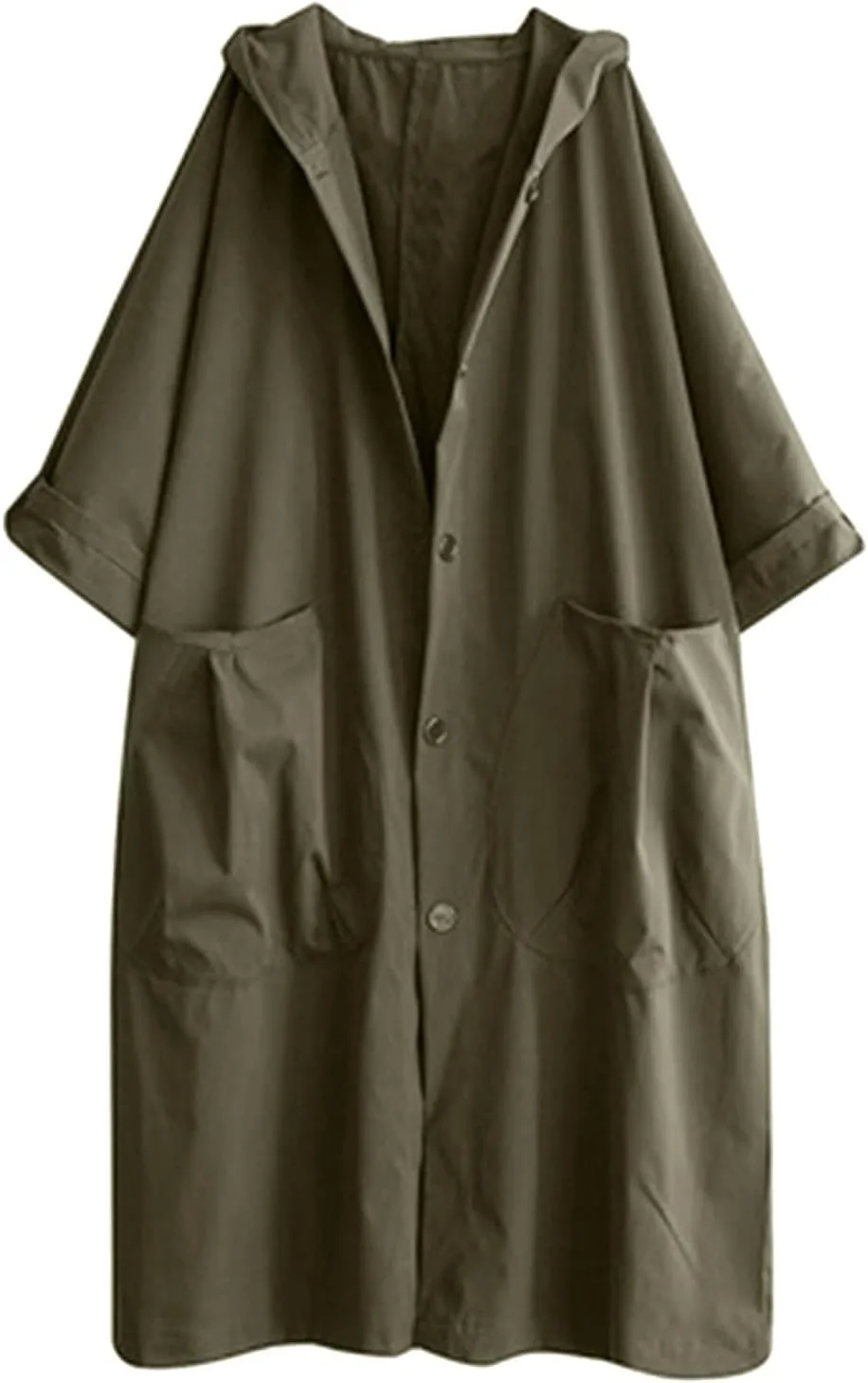 Womens Long Breasted Trench Coat Midi Length Overcoat Faux Leather Suit Jacket for Women
