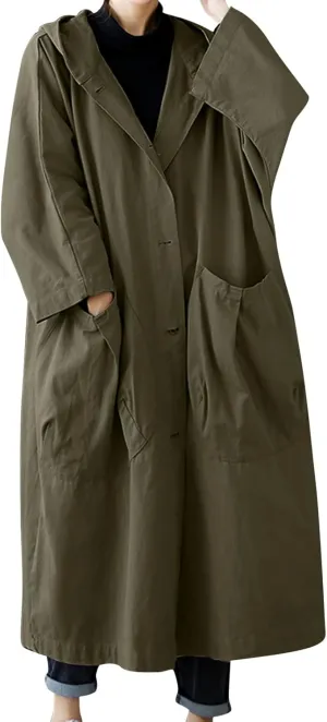 Womens Long Breasted Trench Coat Midi Length Overcoat Faux Leather Suit Jacket for Women