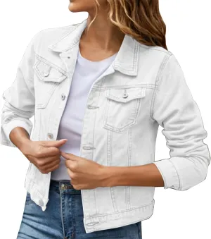 Womens Long Sleeve Short Denim Jackets Lightweight Cropped Jean Jacket Coats for Women Summer Trendy