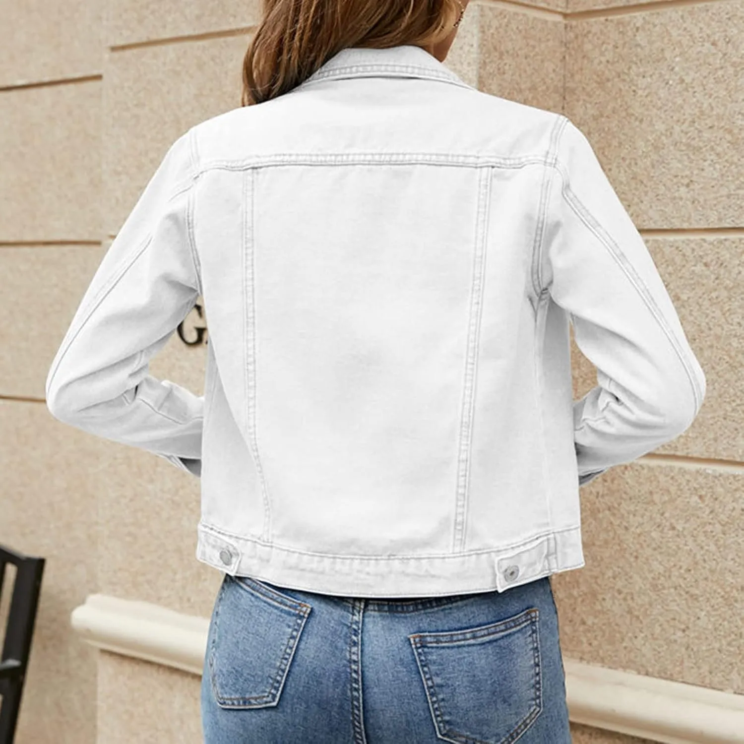 Womens Long Sleeve Short Denim Jackets Lightweight Cropped Jean Jacket Coats for Women Summer Trendy
