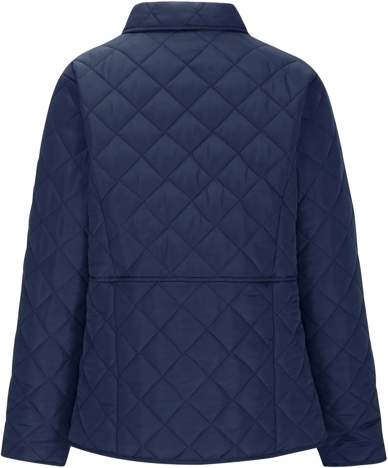 Womens Quilted Jackets Lightweight Casual Long Sleeve Button Down Lapel Puffer Coat Fall Winter Solid Color Warm Top